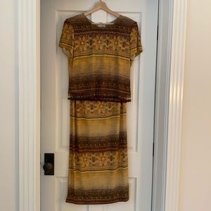 Joseph Ribkoff beaded fringed top and matching maxi skirt